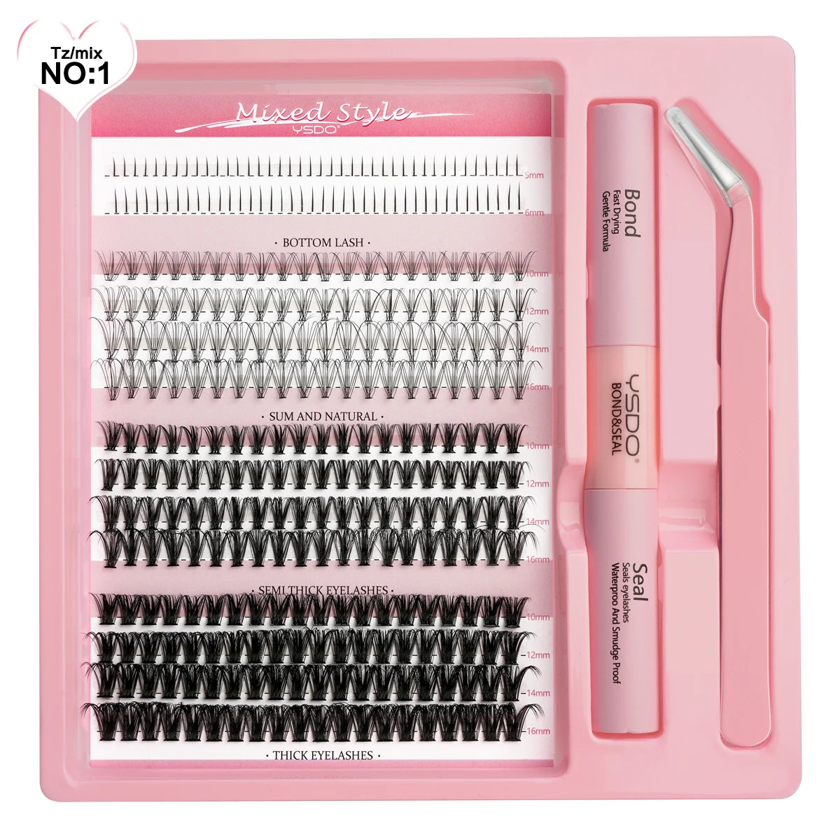 10D/20D/30D Fake Eyelashes Extensions Kit Lash Bond and Seal False Eyelashes Makeup Set DIY Long Lashes Clusters Make up Tool