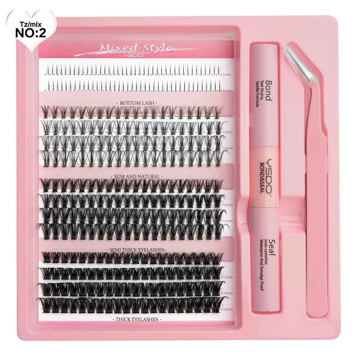 10D/20D/30D Fake Eyelashes Extensions Kit Lash Bond and Seal False Eyelashes Makeup Set DIY Long Lashes Clusters Make up Tool